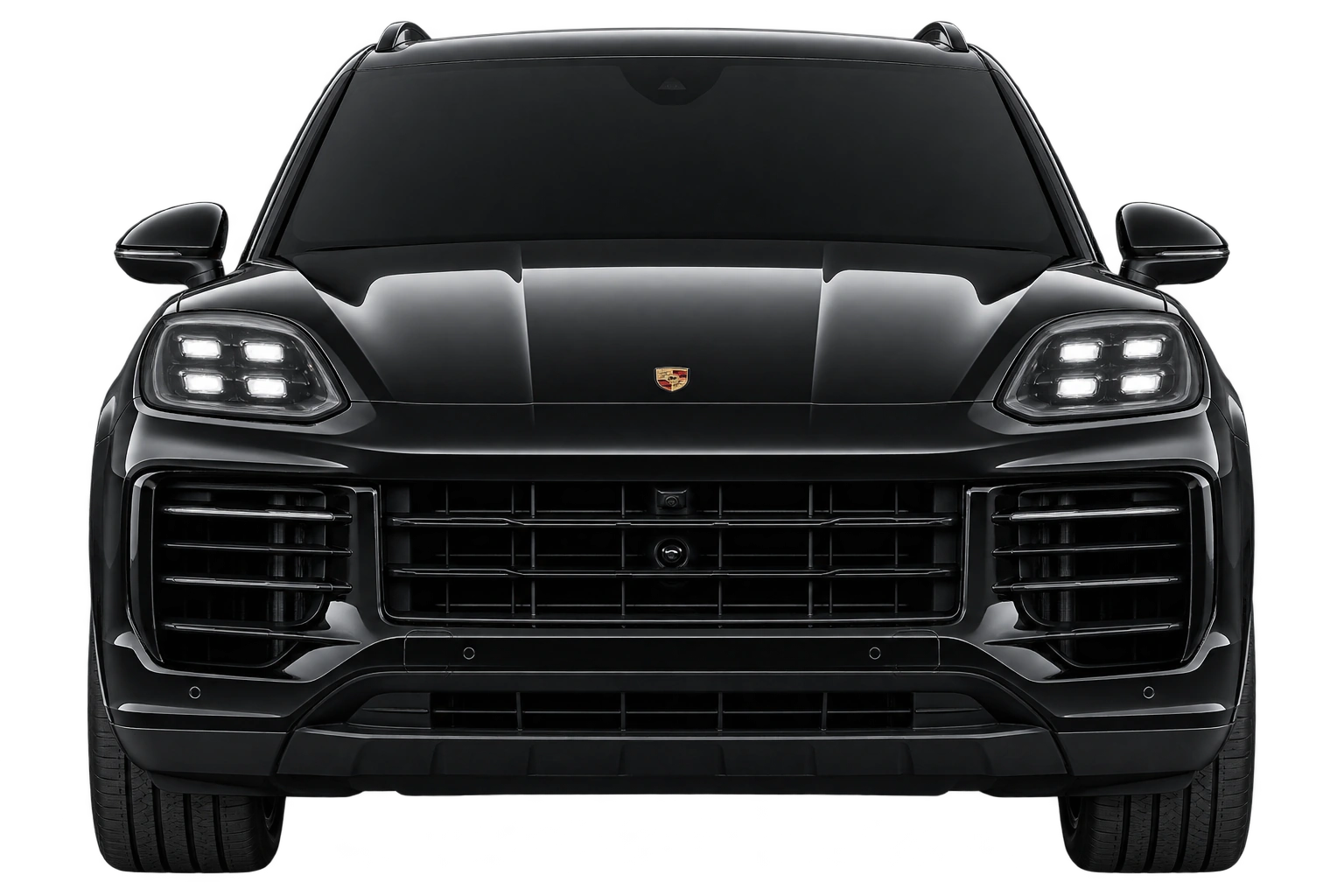 Чёрный Porsche Cayenne с белыми фарами